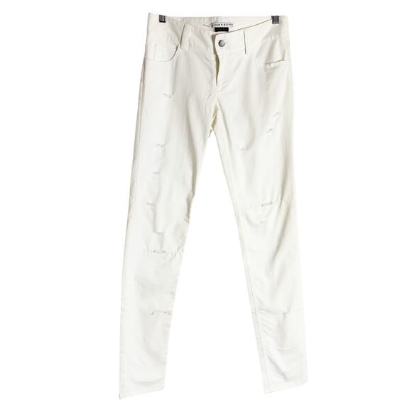 Alice + Olivia White Distressed Low Rise Skinny Jeans Size 30 - Picture 1 of 10